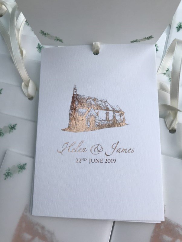Foil silhouette wedding invitation