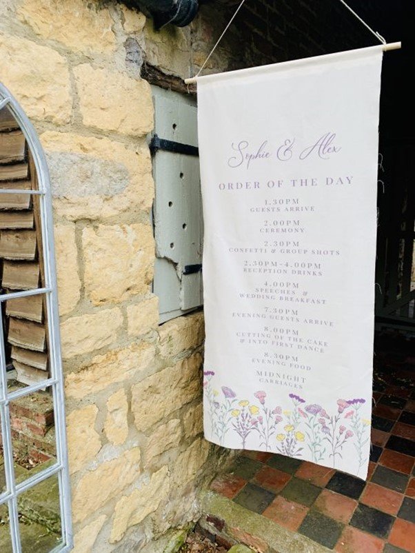 Organic calico fabric hanging banner