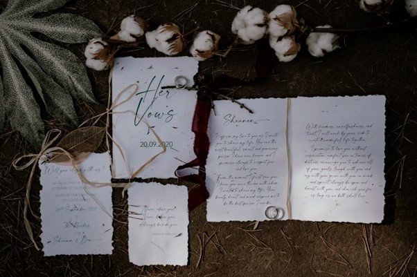 Sustainable wedding stationery.