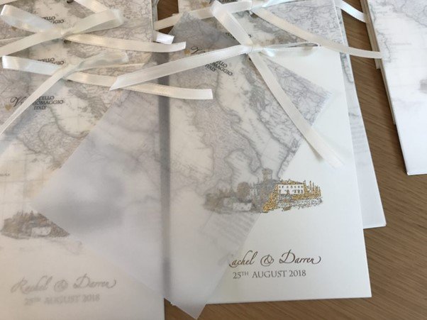 Foil silhouette wedding invitation