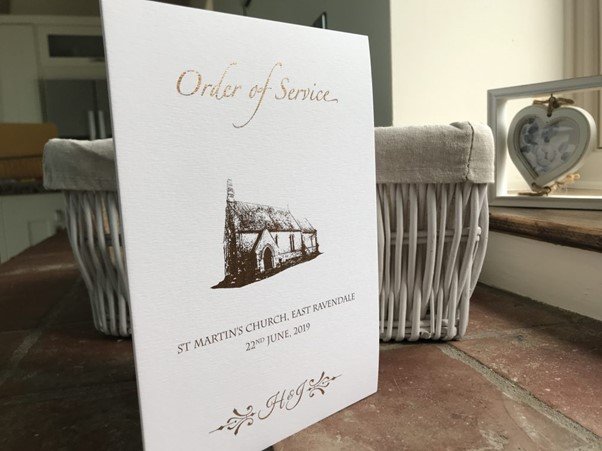 Foil silhouette wedding invitation