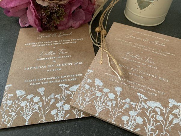 Wooden panel invitations